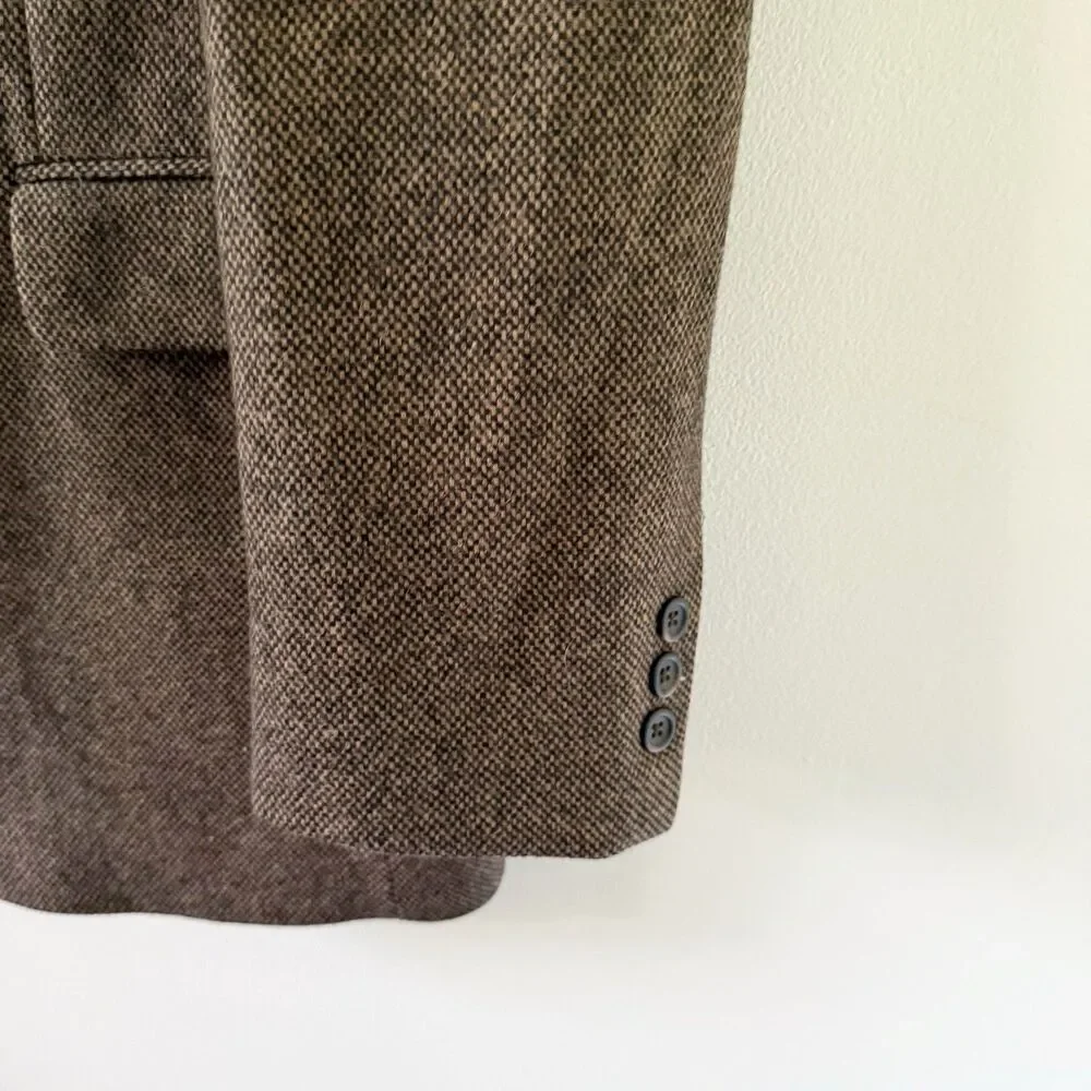 Stafford Mens 42L Wool Lambswool Blazer Sport Coat Tweed 2 Button Front Brown